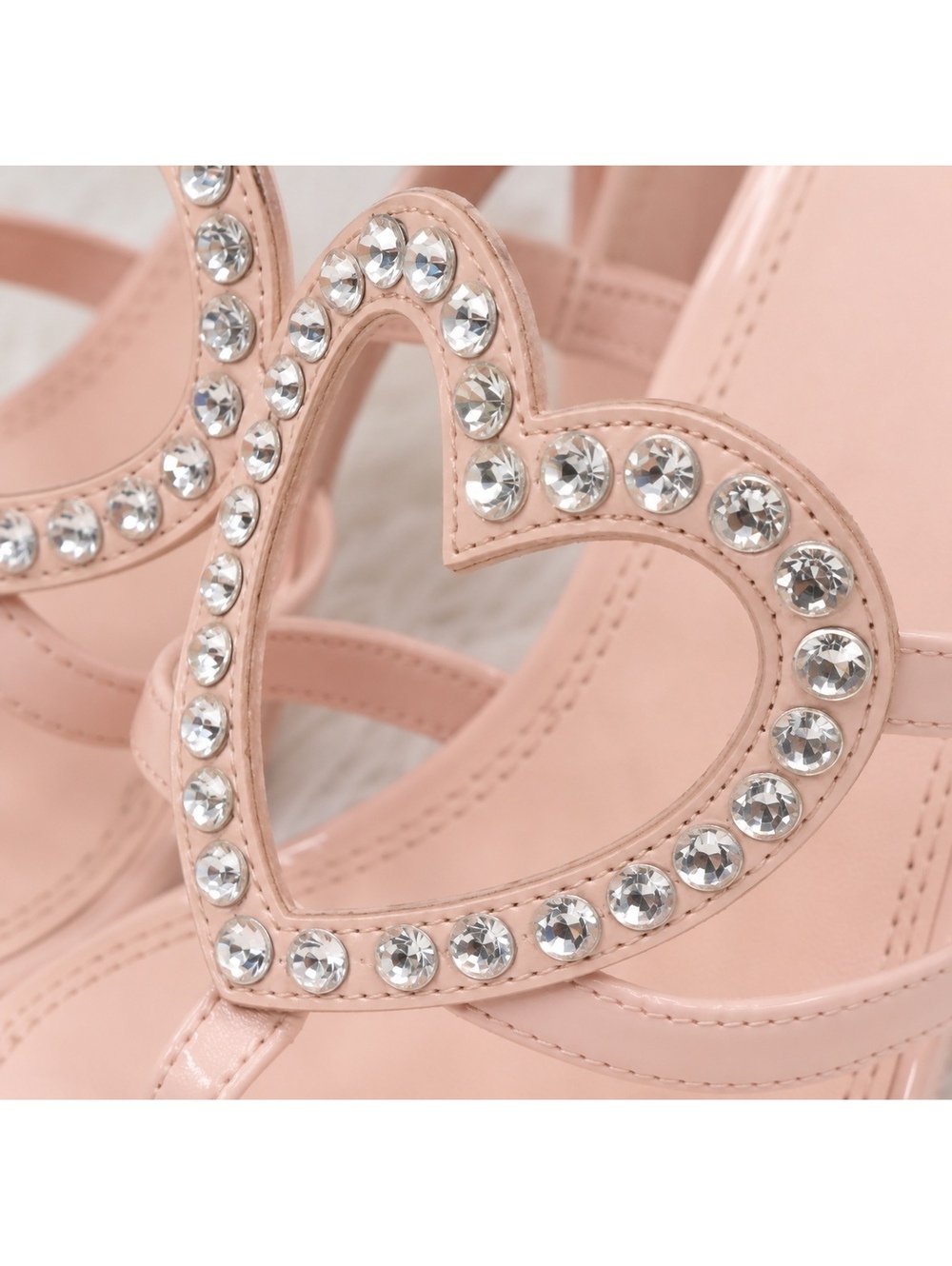 Gianni Bini GB “The Heart” Rhinestone Heart Platform Thong Heeled Sandals Pink - Picture 6 of 13